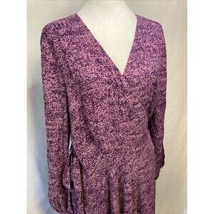 Halston Ruffle Maxi Wrap Dress L Fairy Split Sleeve Purple Whimsical Flowy Boho